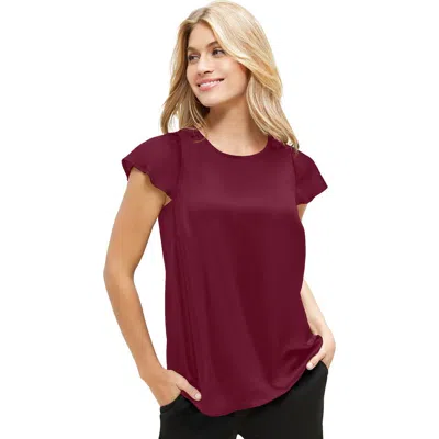 Jessica London Satin Blouse In Burgundy
