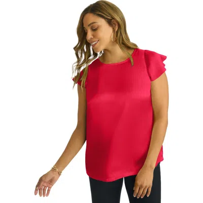 Jessica London Satin Blouse In Red