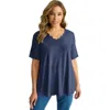 Jessica London Scalloped V-neck Tunic In Blue