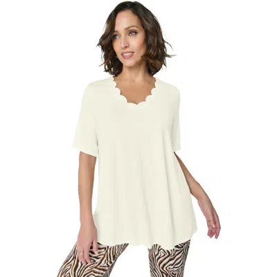 Jessica London Scalloped V-neck Tunic In Multi