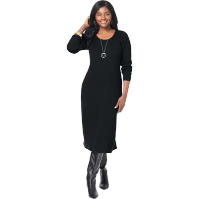 Jessica London Scoop-neck Sweater Dress In Black