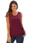 Jessica London Scoop-neck Sweater Tank In Burgundy