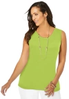 Jessica London Scoop-neck Sweater Tank In Green