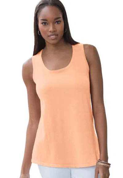 Jessica London Scoop-neck Sweater Tank In Orange
