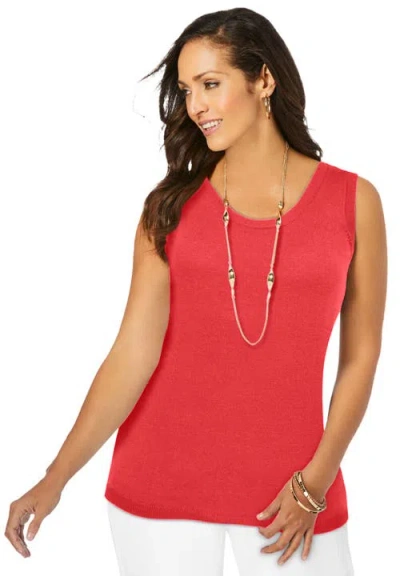Jessica London Scoop-neck Sweater Tank In Red