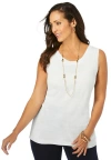 Jessica London Scoop-neck Sweater Tank In White