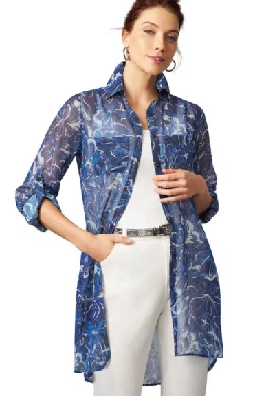 Jessica London Sheer Georgette Mega Tunic In Blue