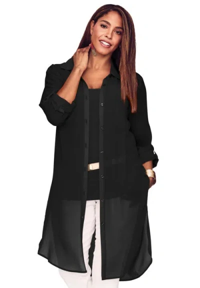 Jessica London Sheer Georgette Mega Tunic In Black
