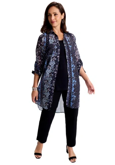 Jessica London Sheer Georgette Mega Tunic In Blue