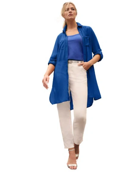 Jessica London Sheer Georgette Mega Tunic In Blue