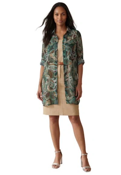 Jessica London Sheer Georgette Mega Tunic In Green