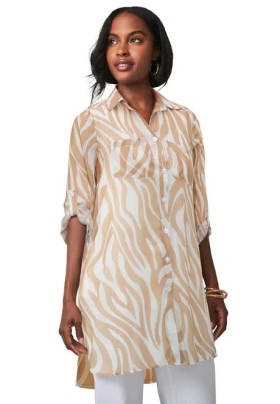 Jessica London Sheer Georgette Mega Tunic In Brown