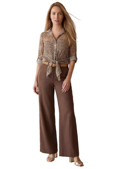 Jessica London Sheer Georgette Mega Tunic In Brown