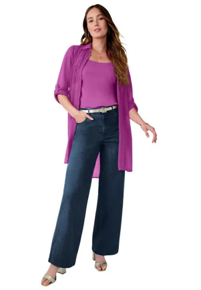 Jessica London Sheer Georgette Mega Tunic In Purple