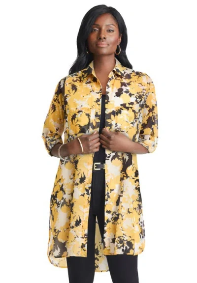 Jessica London Sheer Georgette Mega Tunic In Yellow