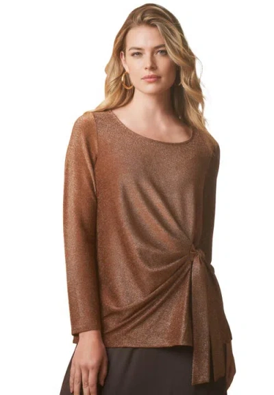 Jessica London Shimmery Side-gathered Tunic In Brown