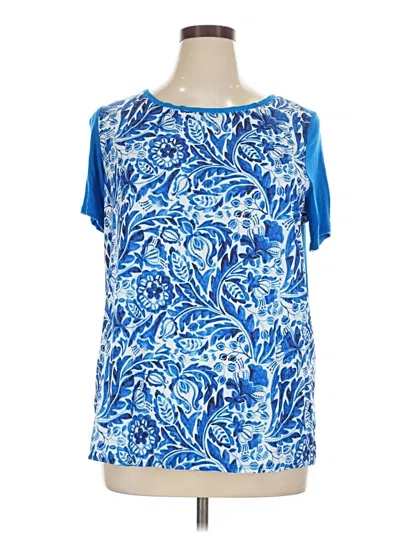 Pre-owned Jessica London Short Sleeve Blouse In Blue