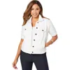 Jessica London Short Sleeve Denim Jacket In White