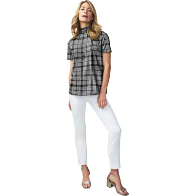 Jessica London Short Sleeve Mock Neck In Multi