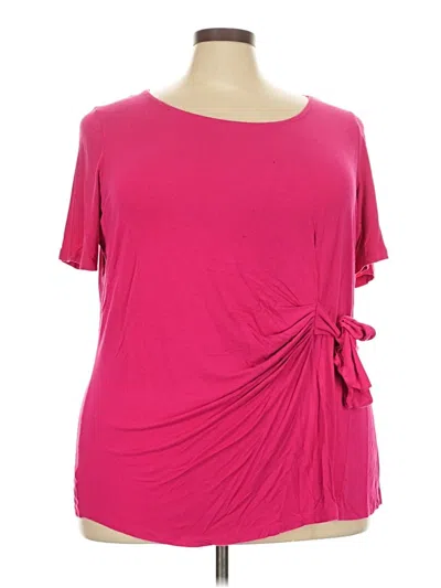 Pre-owned Jessica London Short Sleeve Top Pink One Shoulder Neckline Tops