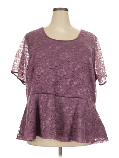 Pre-owned Jessica London Short Sleeve Top Purple Sweetheart Neckline Tops