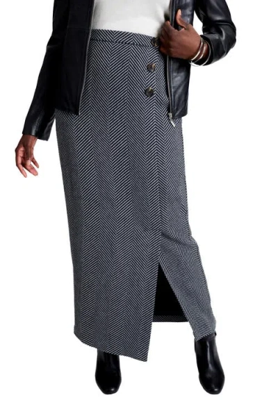 Jessica London Side-button Wool Skirt In Gray