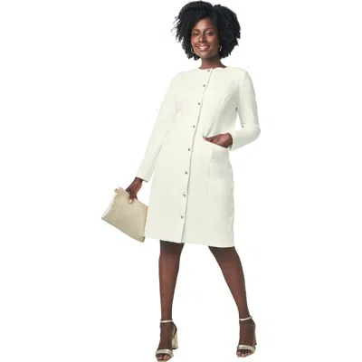 Jessica London Single Breasted Jacket Dress In White