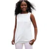Jessica London Sleeveless Scallop Boatneck Tee In White