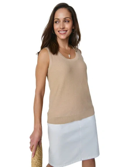 Jessica London Sleeveless Sequin Knit Sweater Shell In Neutral