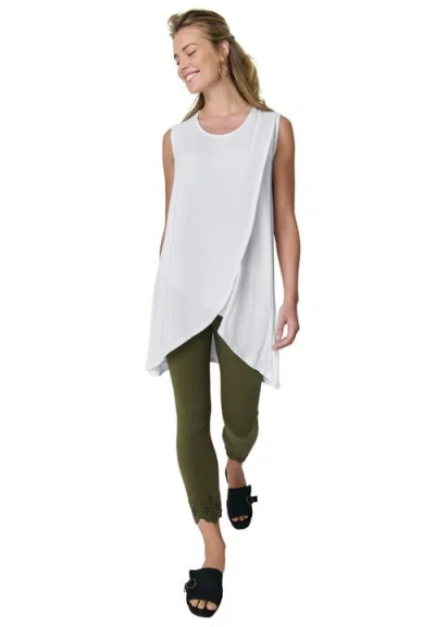 Jessica London Sleeveless Tulip Overlay Knit Tunic In White