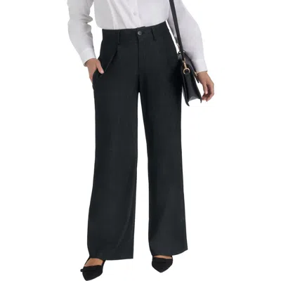 Jessica London Slubbed Denim Trouser In Black