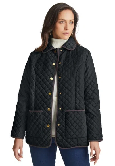 Jessica London Snap-front Quilted Coat In Black