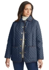 Jessica London Snap-front Quilted Coat In Blue