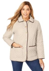 Jessica London Snap-front Quilted Coat In Neutral