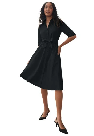 Jessica London Soft Denim Shirtdress In Black