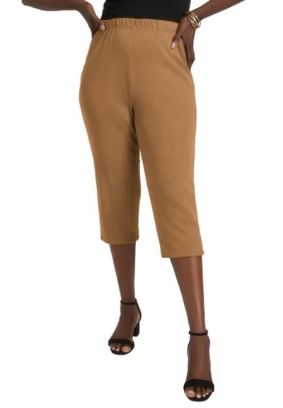 Jessica London Soft Ease Capri In Brown