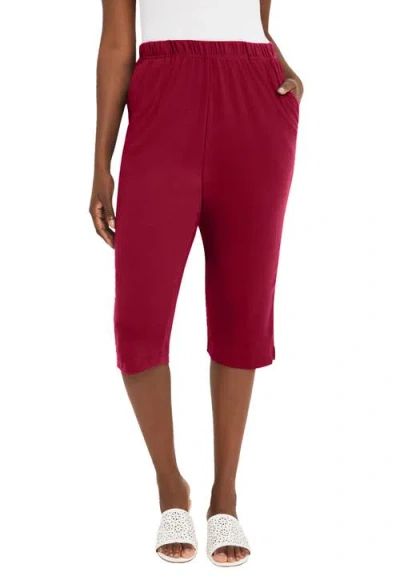 Jessica London Soft Ease Capri In Burgundy