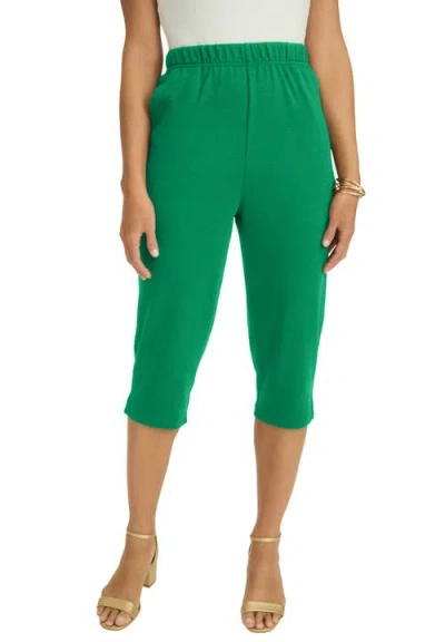 Jessica London Soft Ease Capri In Green