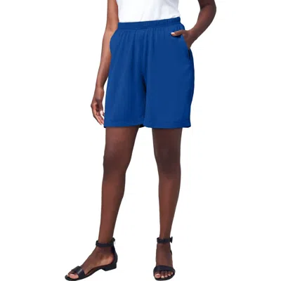 Jessica London Soft Ease Knit Shorts In Blue