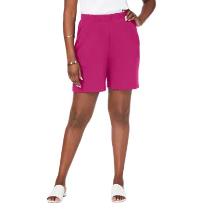 Jessica London Soft Ease Knit Shorts In Pink