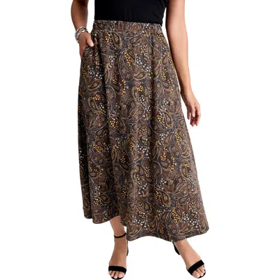 Jessica London Soft Ease Midi Skirt In Animal Print