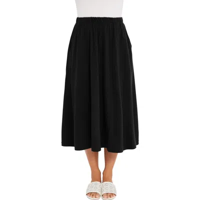 Jessica London Soft Ease Midi Skirt In Black