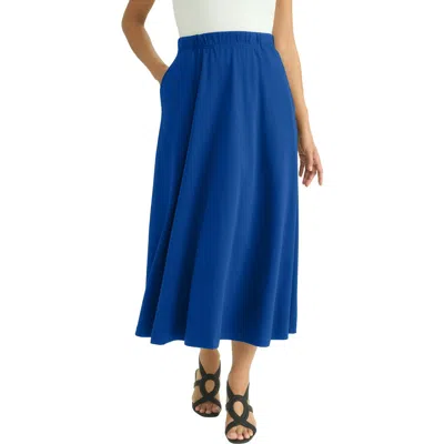 Jessica London Soft Ease Midi Skirt In Blue