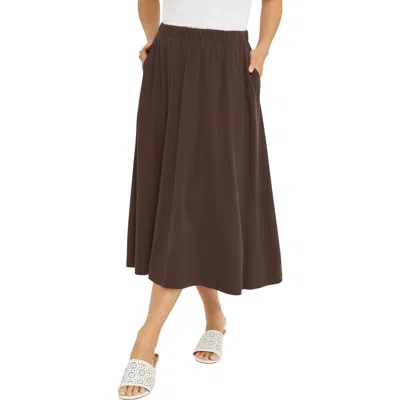Jessica London Soft Ease Midi Skirt In Brown