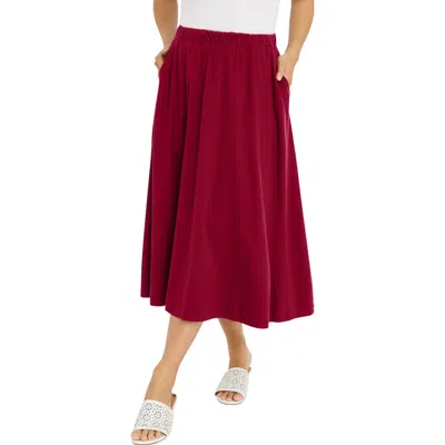 Jessica London Soft Ease Midi Skirt In Red