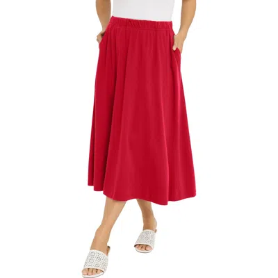 Jessica London Soft Ease Midi Skirt In Red