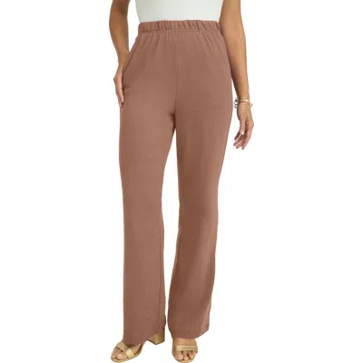 Jessica London Soft Ease Wide Leg Pant In Brown