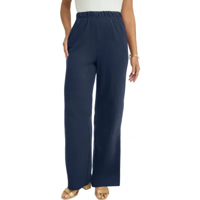 Jessica London Soft Ease Wide Leg Pant In Blue
