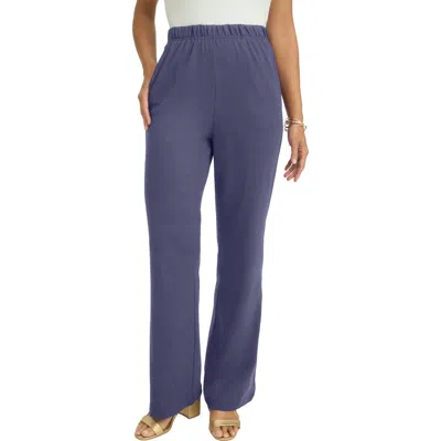 Jessica London Soft Ease Wide Leg Pant In Blue