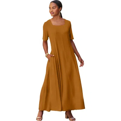 Jessica London Square Neck Maxi Dress In Brown